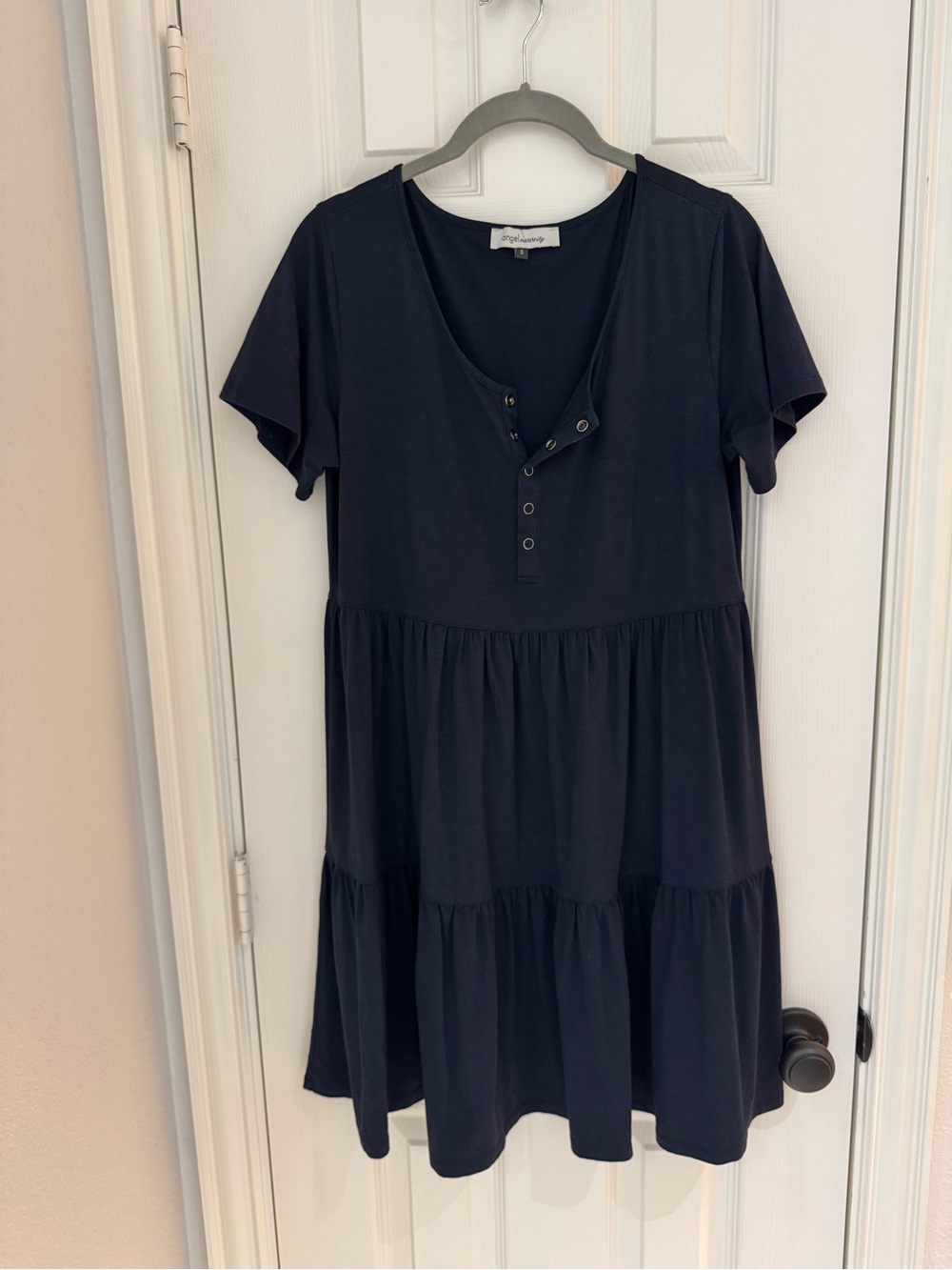 Angel Maternity Navy Scoop Neck Dress - size Small